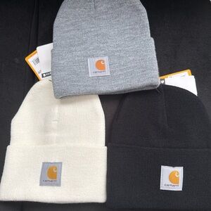 Carhartt Trio Beanie Set - Gray, White, Black